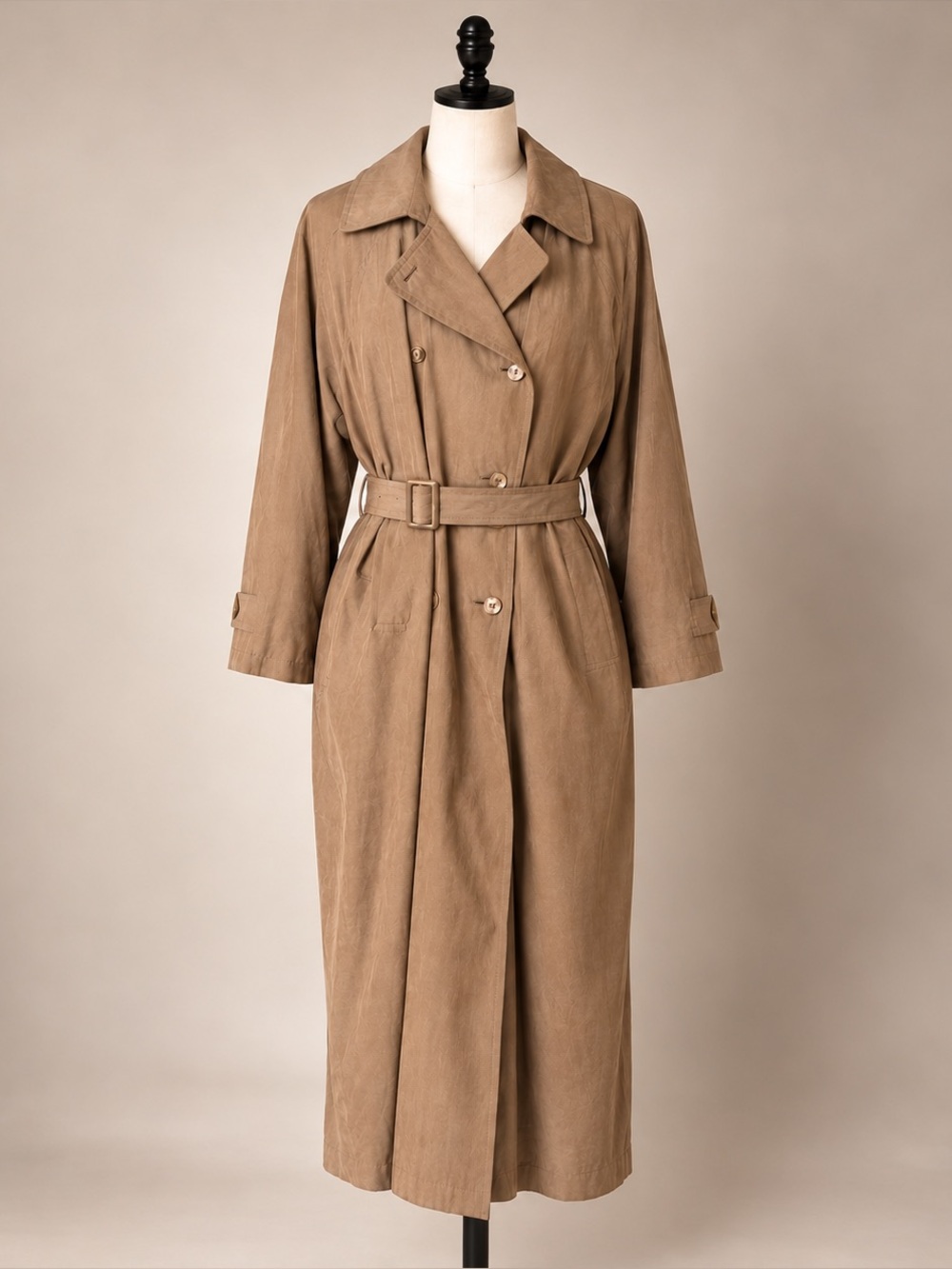 London Fog 20W Long Trench Coat Removable Liner Belted Double Breasted